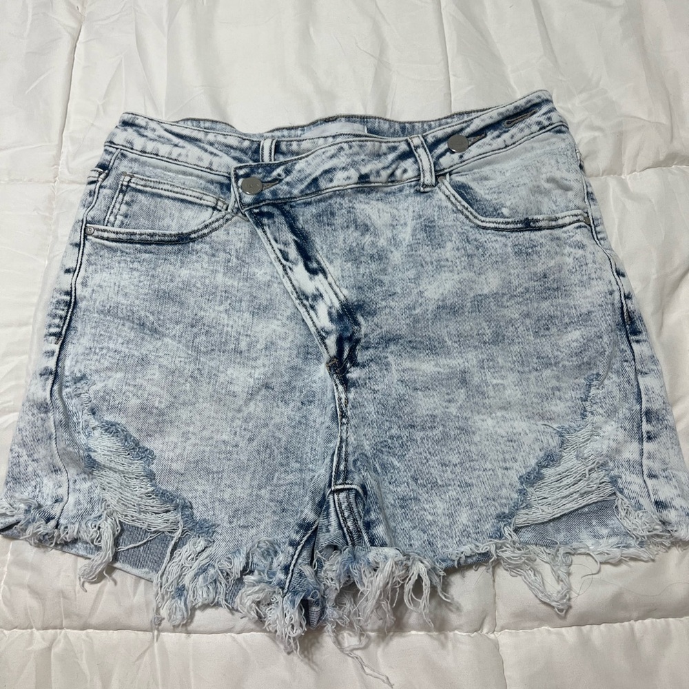 High Waist Distressed Denim Shorts